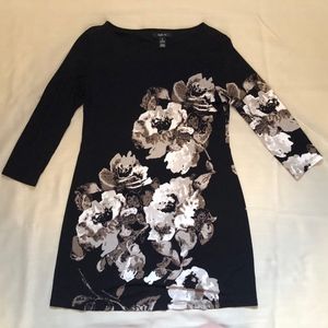 Black Floral long sleeve dress - sz S